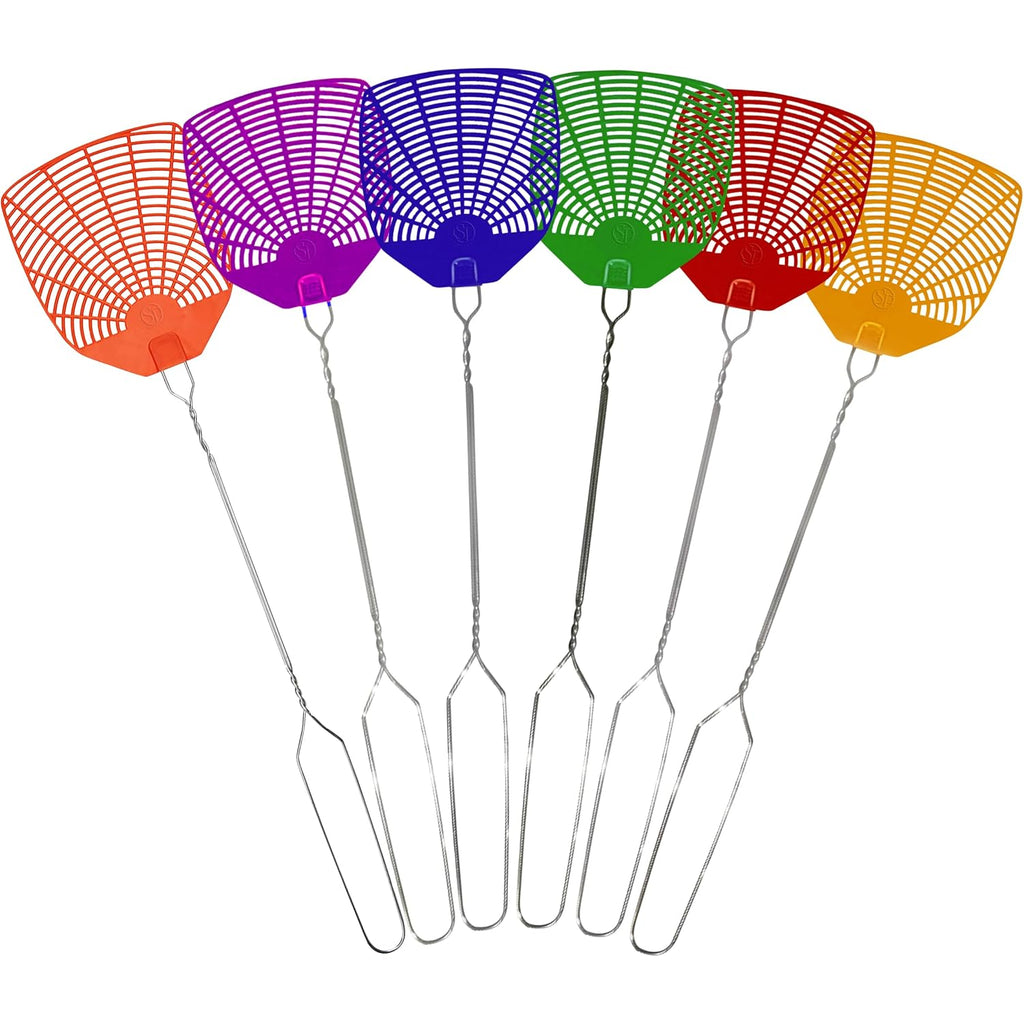 Supreme Bug & Fly Swatter 6-Pack – Braided Metal Handle 6 Pack Fly Swatters, Multi Pack Colors, – For Indoor/Outdoor – Flyswatter
