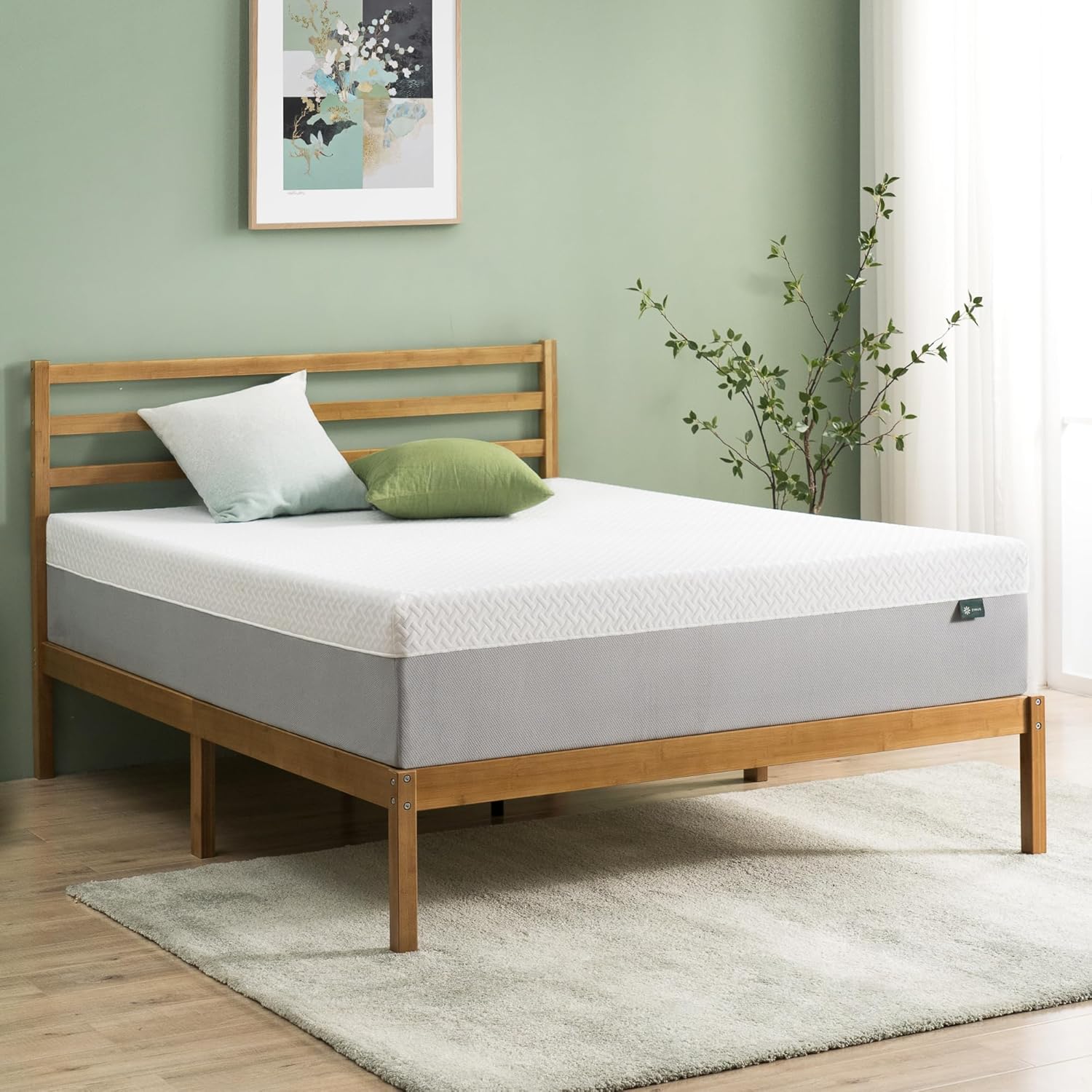 Zinus 12 Inch Green Tea Essential Memory Foam Mattress [New Version], Queen, Fiberglass Free, Medium Feel, Breathable Airflow Memory Foam, Certified Safe Foams & Fabric, Mattress in A Box