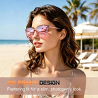 Sunglasses Womens Polarized Sunglasses for Women Men - Mirrored Trendy Shades with UV Protection Sun Glasses A1. Pink Frame/Pink Polarized Lens