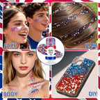 Patriotic 4Th Of July Glitter Stick,Sparkle Red White And Blue Face Hair Body Glitter,4Th Of July Outfits & Accessories For Women Kids,Waterproof Glitter Makeup For 250Th Independence Day Anniversary