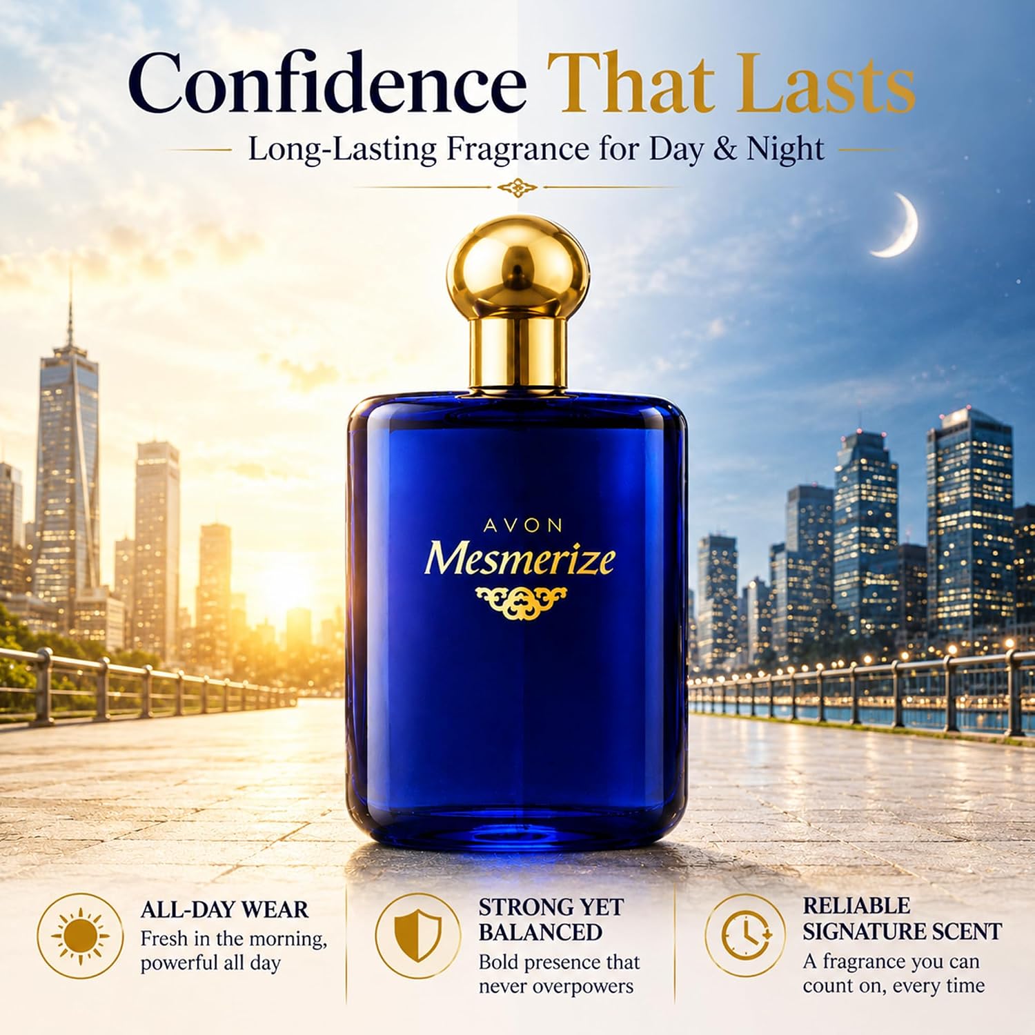 Avon Mesmerize Cologne Spray — Long-Lasting Cologne For Men With Sandalwood & Warm Amber — Classic Signature Mens Cologne, Perfume For Men, Everyday Wear & Gifting, 3.4 Fl Oz Travel Size