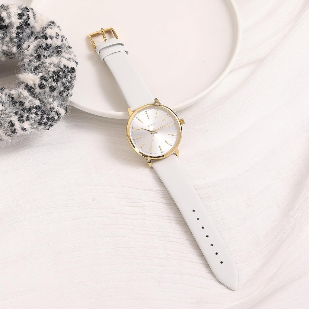 BUREI Women Wrist Watches Large Face Fashion Minimalist Analog Leather Quartz Waterproof Watches for Women, Mothers Day Gifts for Mom