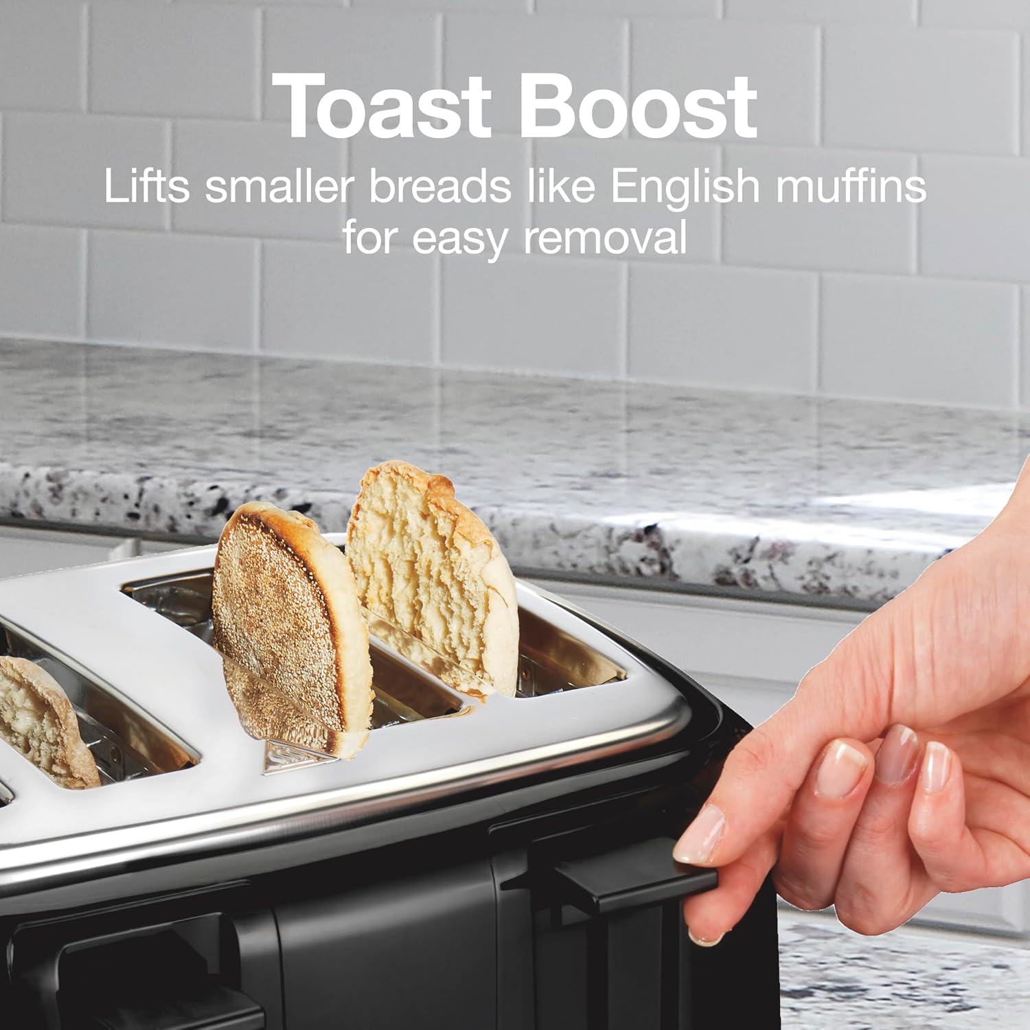 Proctor Silex 4 Slice Toaster With Extra Wide Slots For Bagels | Browning Control With 7 Shades | Auto Shutoff | Toast Boost | Slide-Out Crumb Tray | Cancel Button | White | 24215G