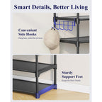 Kitsure Shoe Rack for Closet - 10-Tier Shoe Organizer with Hook Rack, Large-Capacity & Space-Saving Shoe Shelf for Entryway, Bedroom, Living Room,32.2" x 11.8" x 68.5", Black