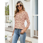 Ivicoer Women'S 3/4 Length Sleeve Tops Crewneck Button Pleated Dressy Casual Blouses