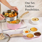 Carote Ceramic Cookware Set, 14 Pcs Pots And Pans Set Non Stick, Pot And Pan Set With Frying Pan, Induction Ready Cooking Set For Kitchen, Pfos/Pfoa/Pfas Free, Pink