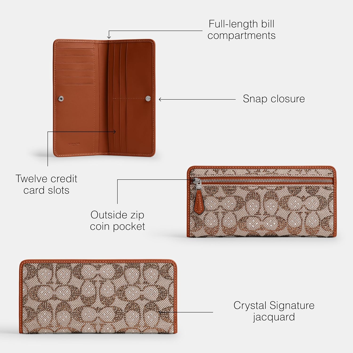 COACH Crystal Signature Jacquard Essential Slim Wallet