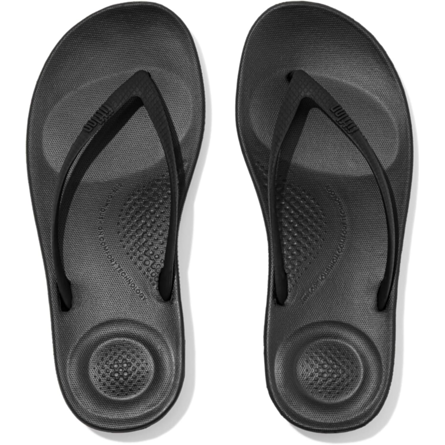 Fitflop Womens Iqushion Rubber Flip-Flops With Contoured Footbed For Walking, Lightweight Ergonomic Flip Flop Sandals With Arch Support And Foot Impact Pillows