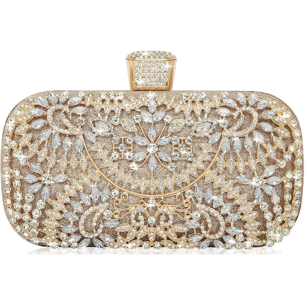 Covelin Women's Rhinestone Decorated Evening Bag, Tote Shoulder Crossbody Handbag with Chain