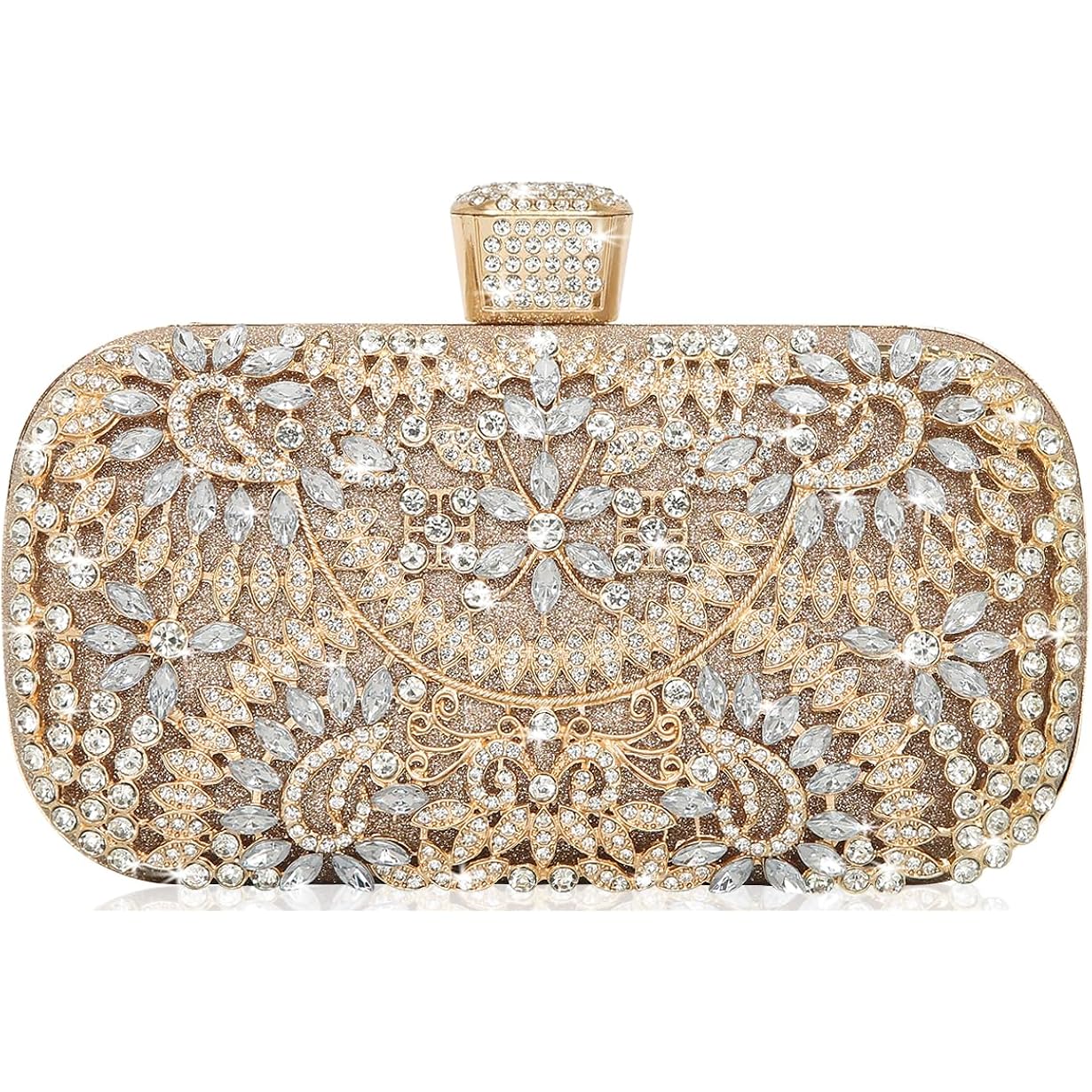 Covelin Women's Rhinestone Decorated Evening Bag, Tote Shoulder Crossbody Handbag with Chain