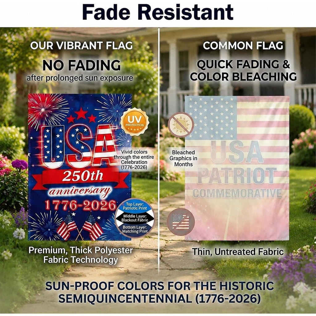 250 Anniversary Usa Garden Flag - 250 Years Of Freedom Double Sided 3-Ply American Patriotic Flags 1776-2026, Uv Protection Fade Resistant 12X18 Inch Yard Flag Commemorative Merchandise For Outdoor Celebration