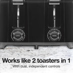 Proctor Silex 4 Slice Toaster With Extra Wide Slots For Bagels | Browning Control With 7 Shades | Auto Shutoff | Toast Boost | Slide-Out Crumb Tray | Cancel Button | White | 24215G