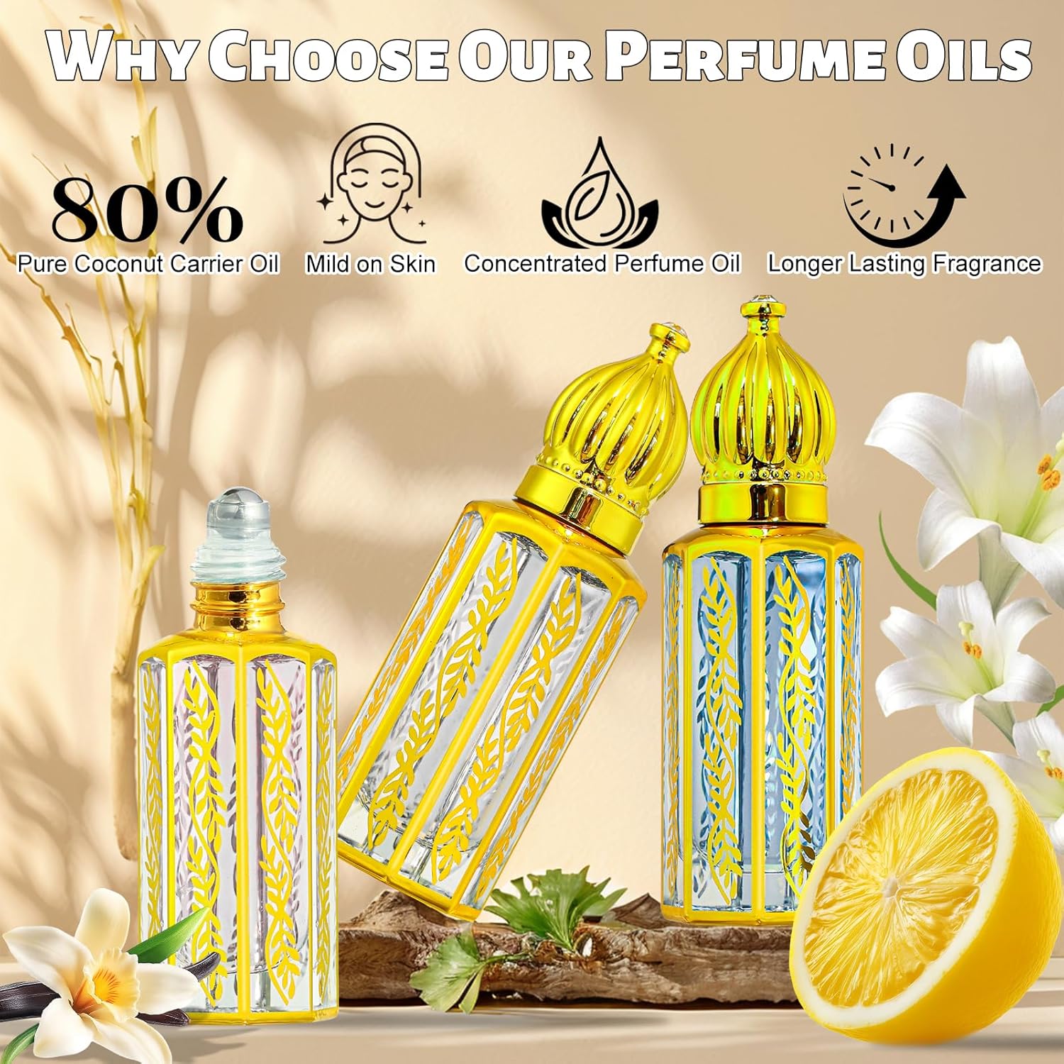 Arabian Perfume for Women, Arabic Perfume Oil Roll On Warm Floral & Musk Eau de Parfum, Long Lasting, 0.4 fl. oz