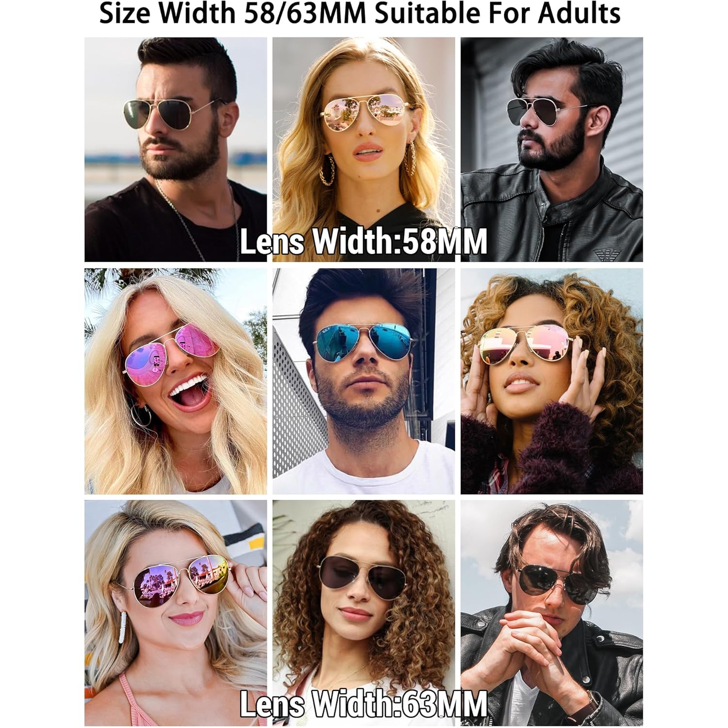 Pro Acme Classic Polarized Aviator Sunglasses 100% UV Protection, 52mm 58mm 63mm