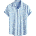 Mens Hawaiian Shirt Short Sleeve Button Down Cotton Floral Shirts Casual Tropical Beach Summer Shirts