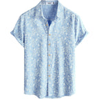 Mens Hawaiian Shirt Short Sleeve Button Down Cotton Floral Shirts Casual Tropical Beach Summer Shirts