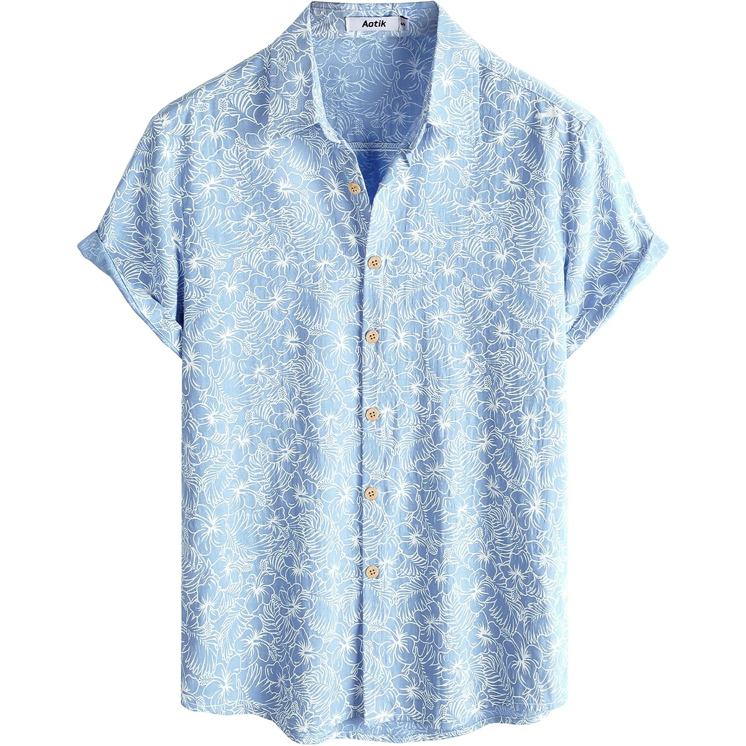 Mens Hawaiian Shirt Short Sleeve Button Down Cotton Floral Shirts Casual Tropical Beach Summer Shirts
