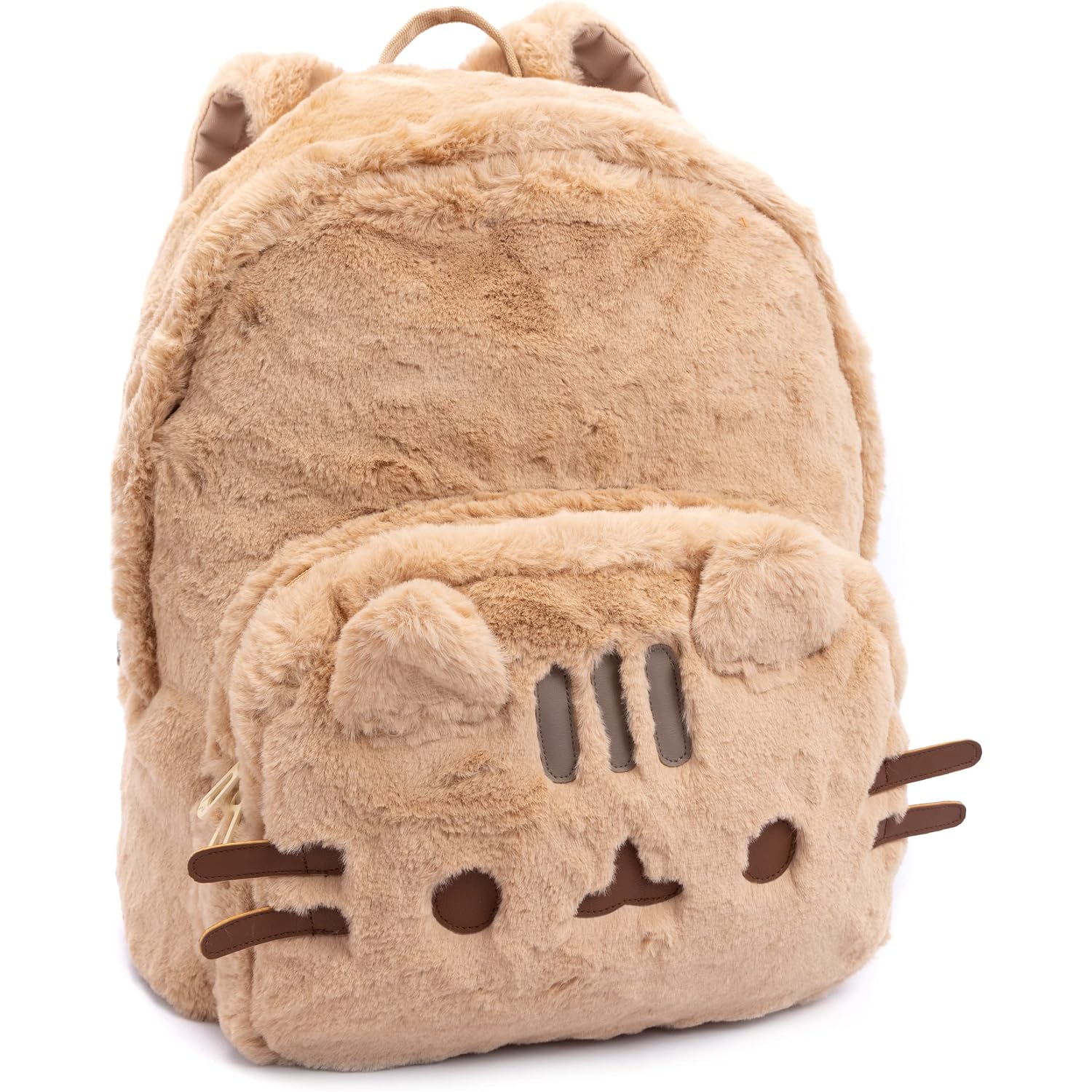 Pusheen The Cat Kids Beige Fluffy Backpack Rucksack 3D Ears Padded Straps 16 Inch School Travel Daypack Laptop Gym Bag