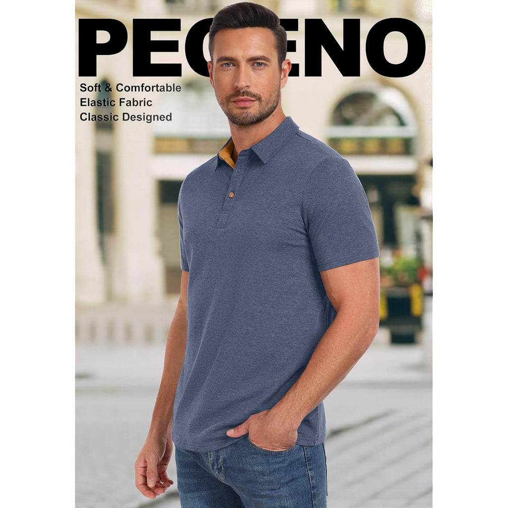Mens Polo Shirts Short Sleeve Casual Cotton Golf Shirts Performance Polo Shirts For Men