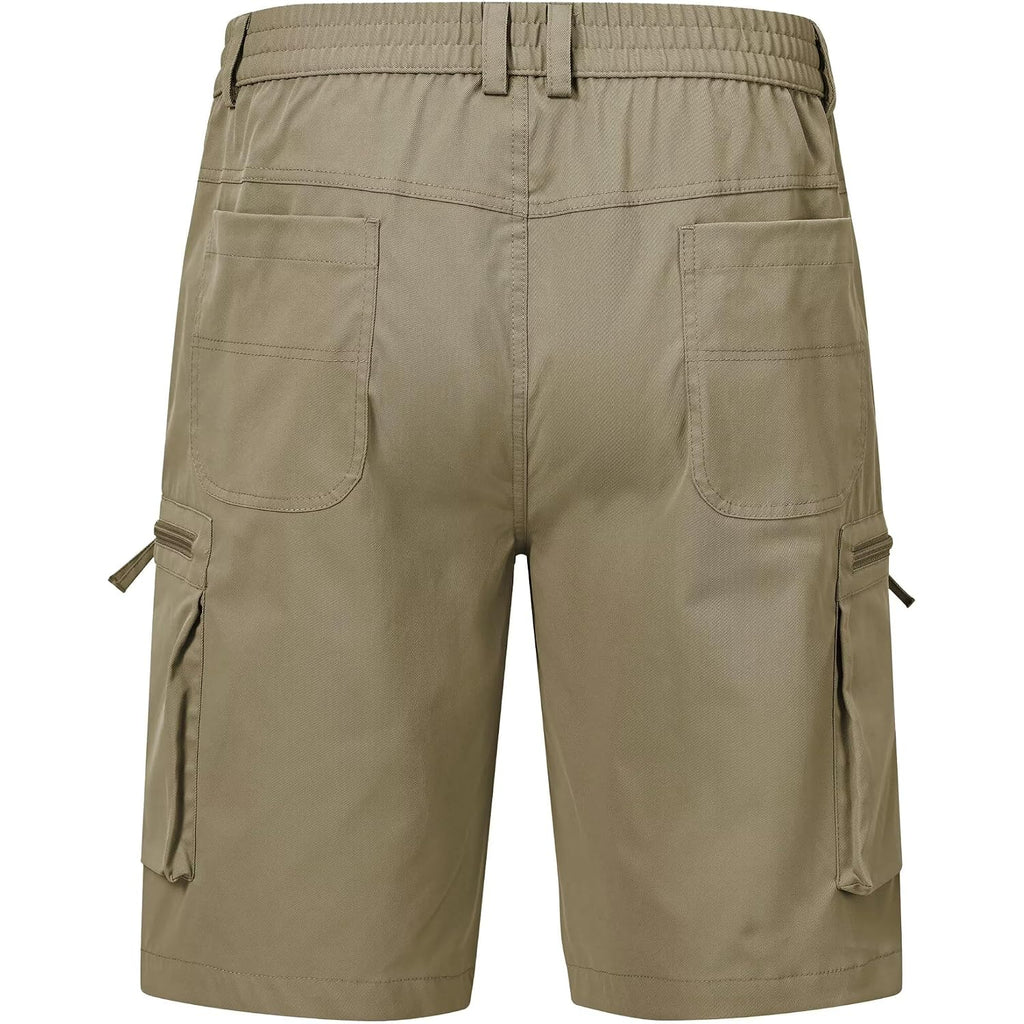 Qpngrp Men'S 9" Inseam Stretch Waist Zipper Cargo Shorts With 6 Pockets