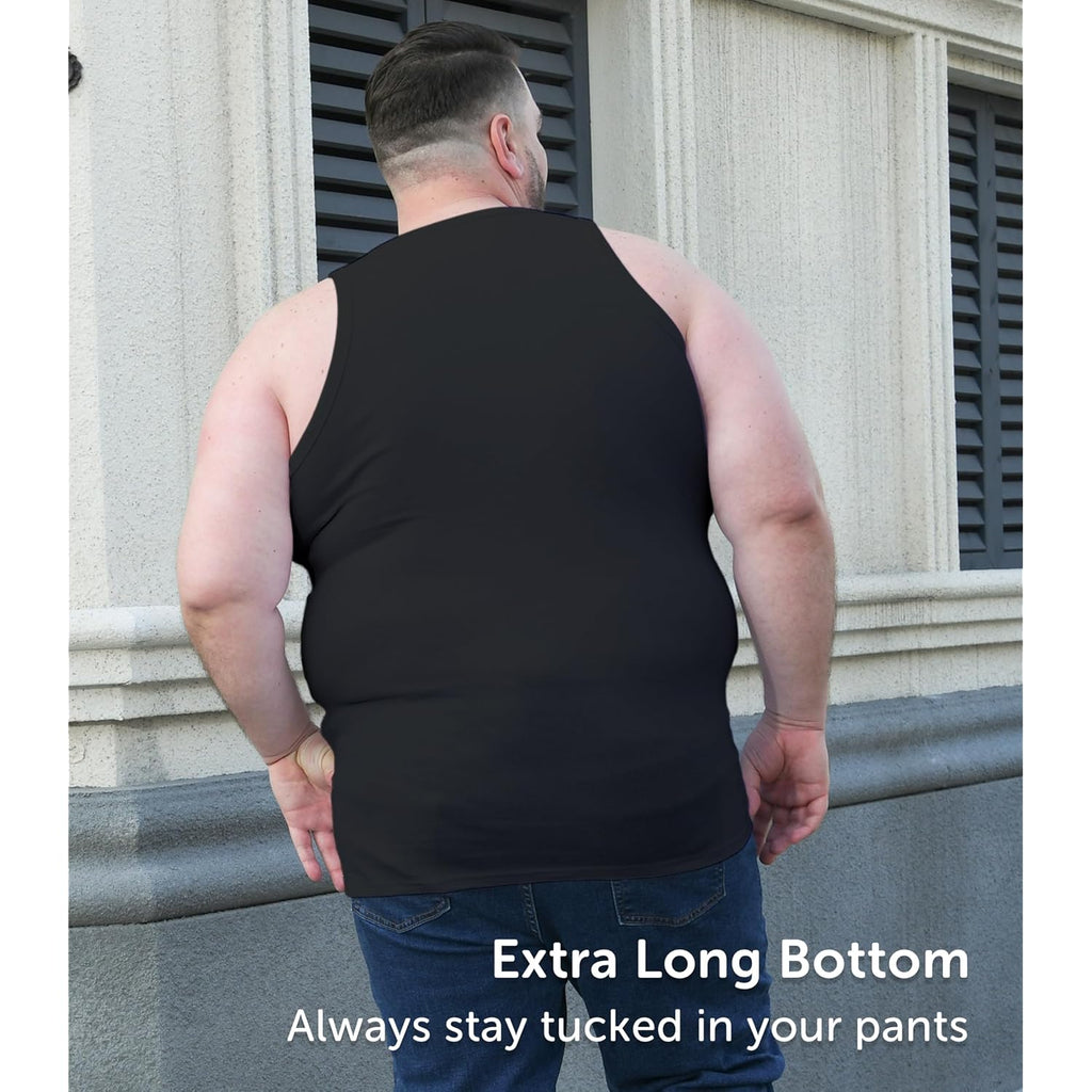 Comfneat Men'S 4-Pack Big & Tall Tight Fit A-Shirts Cotton Spandex Tank Tops Sleeveless Undershirts