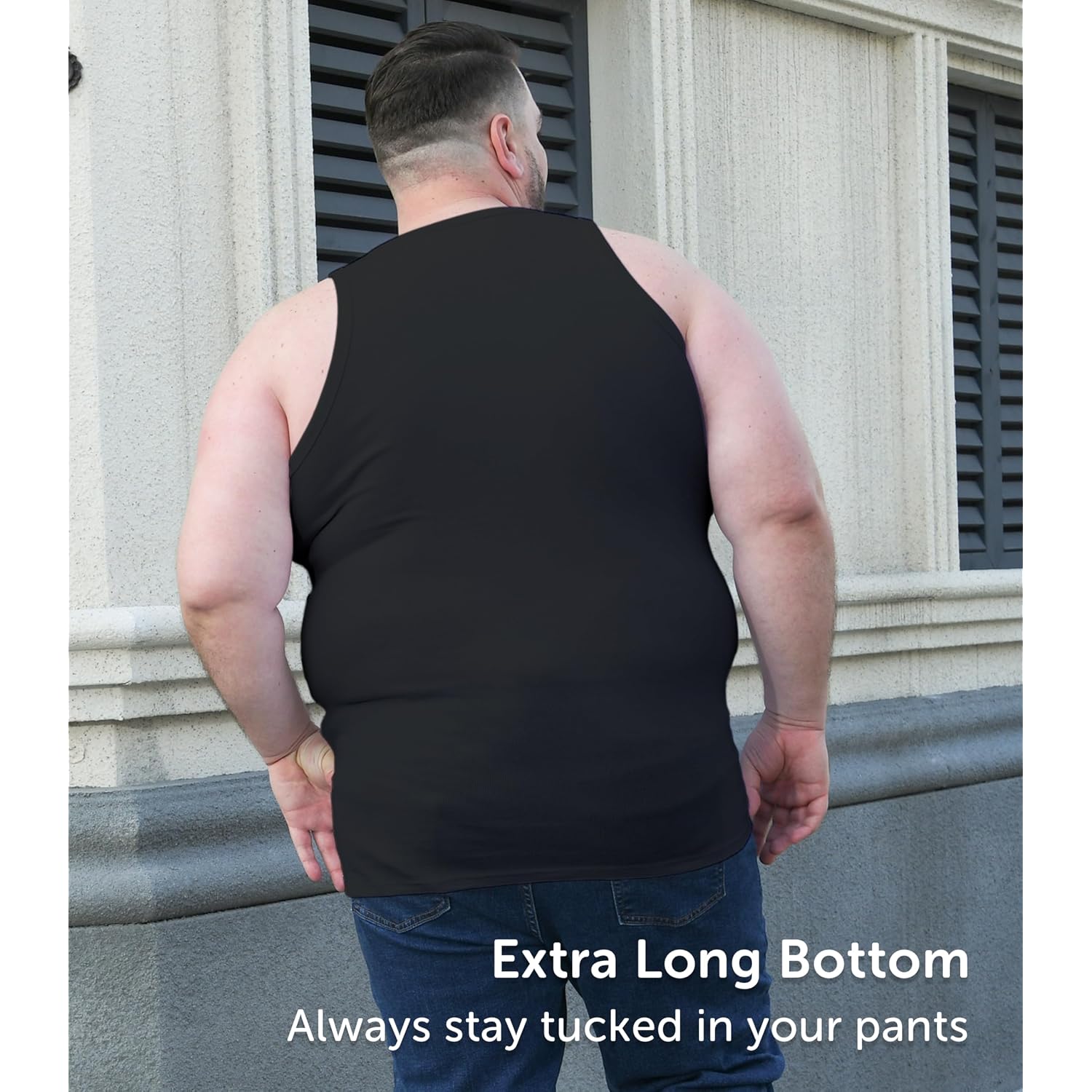 Comfneat Men'S 4-Pack Big & Tall Tight Fit A-Shirts Cotton Spandex Tank Tops Sleeveless Undershirts