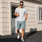 Plepan Mens Corduroy Shorts Casual Elastic Waist Drawstring Summer Beach Shorts