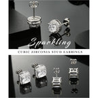Zankulas Cubic Zirconia Stud Earrings for Women Mens Earrings Hypoallergenic Square CZ Studs Set