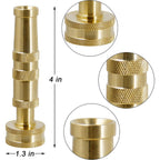 Triumpeek Solid Brass Hose Nozzle, 2 Pack 4" Heavy Duty Brass Garden Hose Nozzle With 10 Rubber Washers