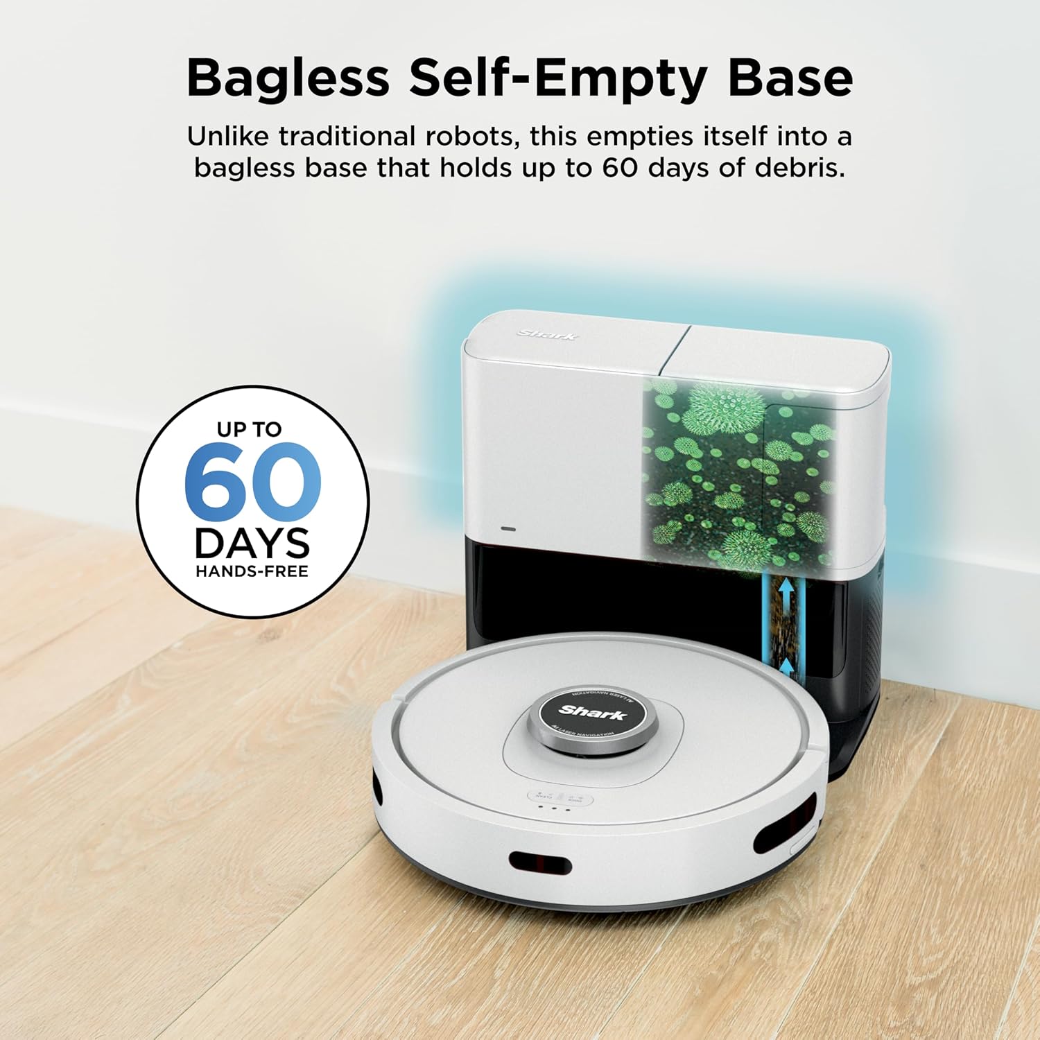Shark Matrix Clean | Robot Vacuum Cleaner With Powerful Suction For Pet Hair, Rugs, Carpets & Hard Floors | Self-Empty Base | 60-Day Capacity | Voice Control | Lidar Navigation | White | Av2511Ae