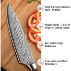 8 Inch Chef Knife - Ultra Sharp 12-15 Degree Edge Kitchen Knife For Meat Vegetable Cutting Japanese Style, High Carbon Stainless Steel Blade, Pakkawood Handle &Sheath, Cooking & Bbq Gift
