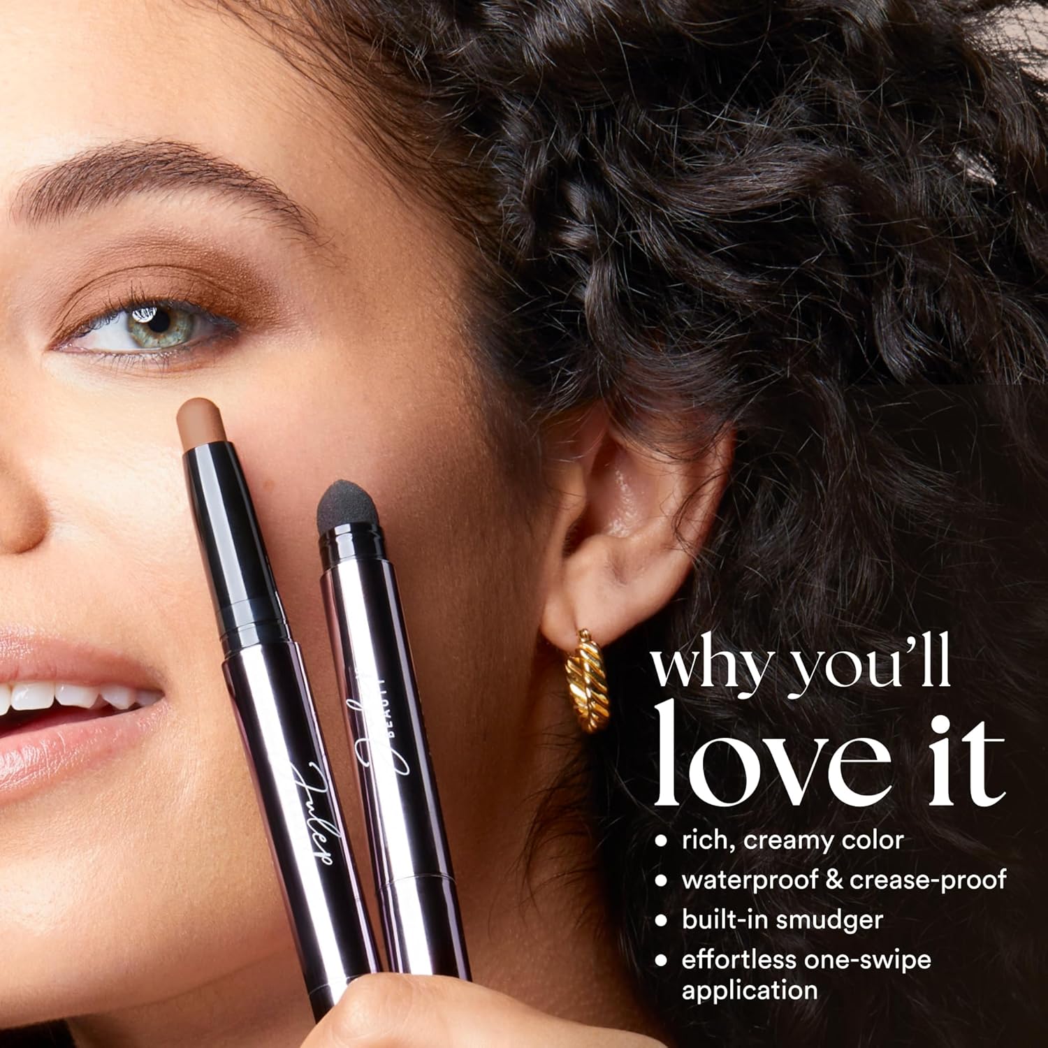 Julep Eyeshadow 101 Cream-to-Powder Waterproof Eyeshadow Stick – Champagne Shimmer – Long-Lasting, Buildable, Crease-Proof, Cruelty Free, Shimmer Finish with Built-In Smudger