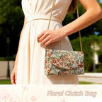 Floral Clutch Purses For Women, Small Evening Wedding Shoulder Handbags