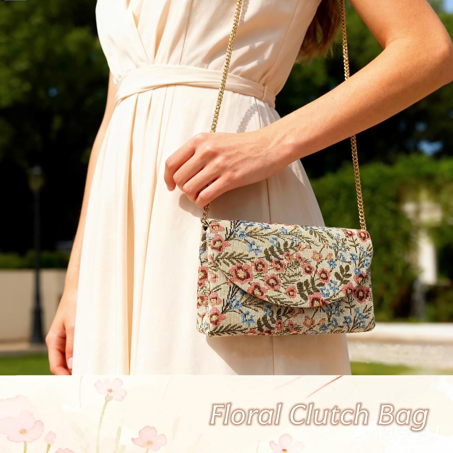 Floral Clutch Purses For Women, Small Evening Wedding Shoulder Handbags