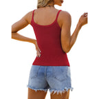 Gkbk Womens Sleeveless Tank Top Form Fitting Spaghetti Strap Scoop Neck Ribbed Knit Basic Cami Layering Shirts