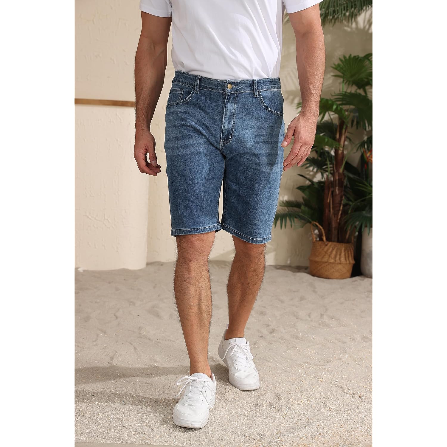Men'S Jean Shorts Summer Casual Stretch Jorts Relaxed Fit Denim Short Pants