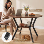 Miereirl 42.13" 5-Piece Round Dining Table Set For 4, Kitchen Table Set With 4 Upholstered Chairs And Storage Shelf, Dining Room Furniture Set For Apartment, Small Spaces