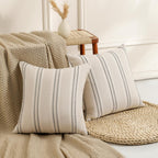 Hckot Throw Pillow Covers 20X20 Set Of 2 Striped Pillow Covers Textured Linen Decorative Pillows Square Cushion Covers For Sofa Couch Bed Living Room Farmhouse Decor, Grey
