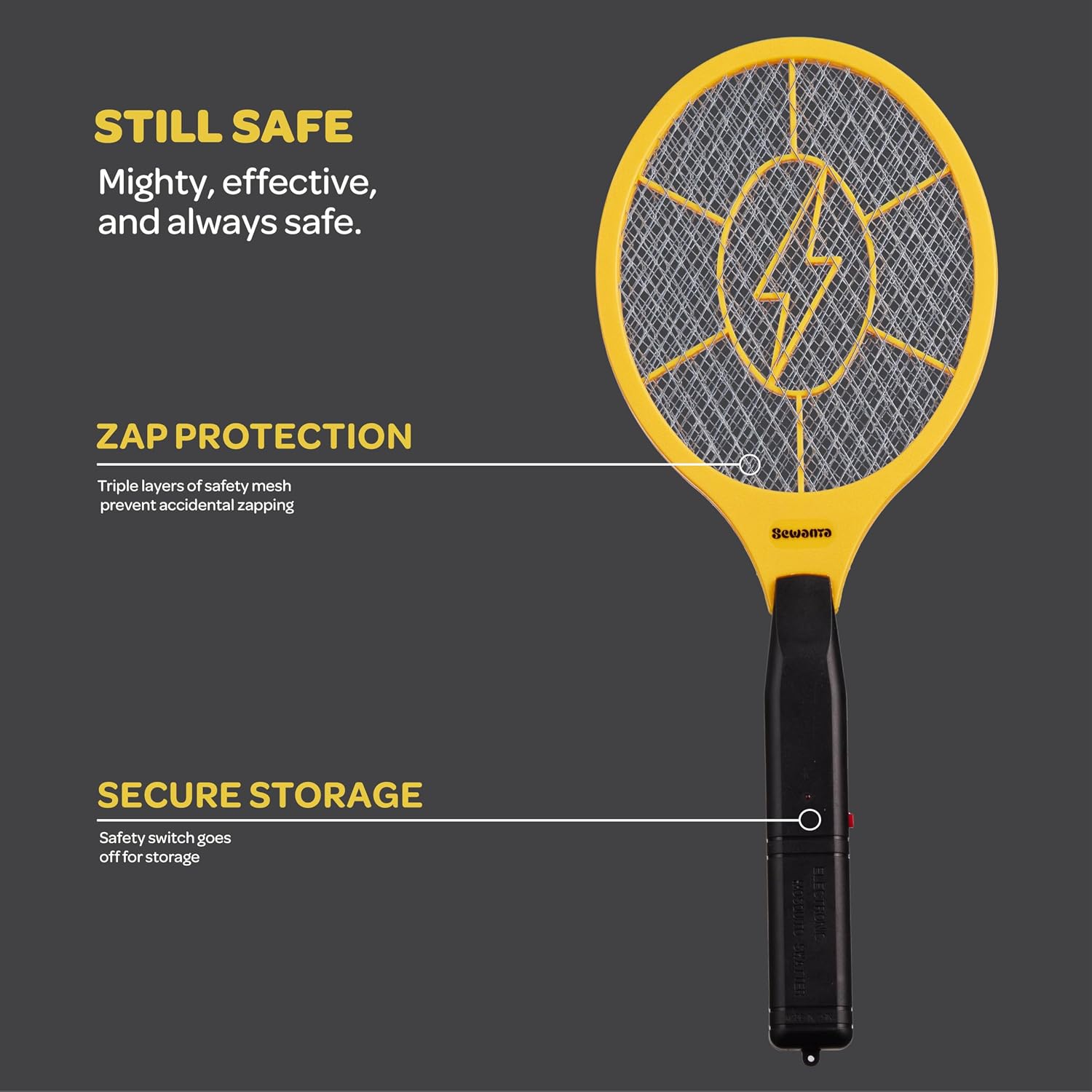 Electric Fly Swatter [Set Of 2] Handheld Bug Zapper Racket For Indoor/Outdoor - Powerfull 1500 Volt Instant Flies/Bug & Mosquito - Portable Fly Zapper Battery Operated (Aa Batteries Not Included)