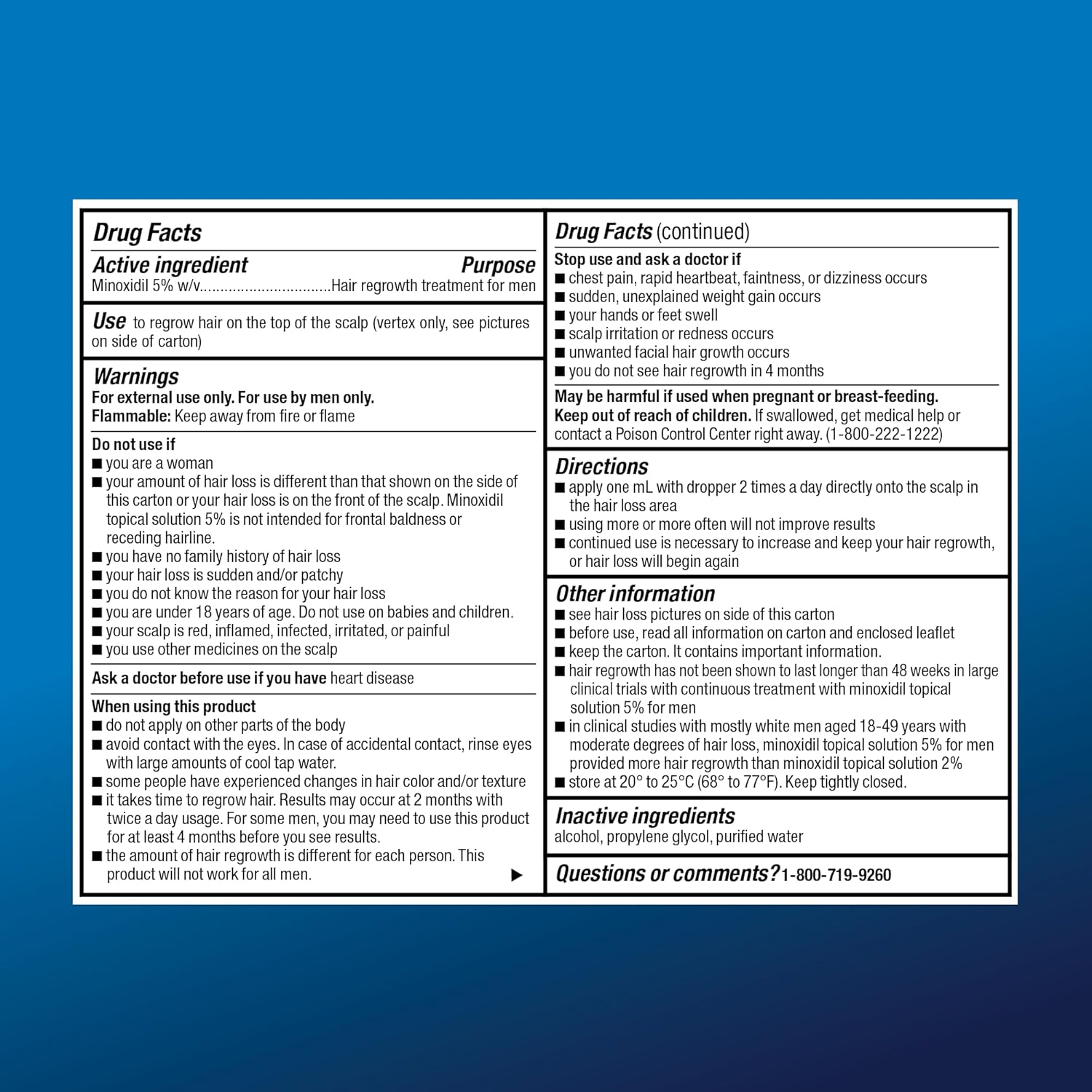 Amazon Basic Care Minoxidil Topical Solution USP, 5 Percent, Hair Regrowth Treatment for Men, Extra Strength, 12 Fluid Ounces