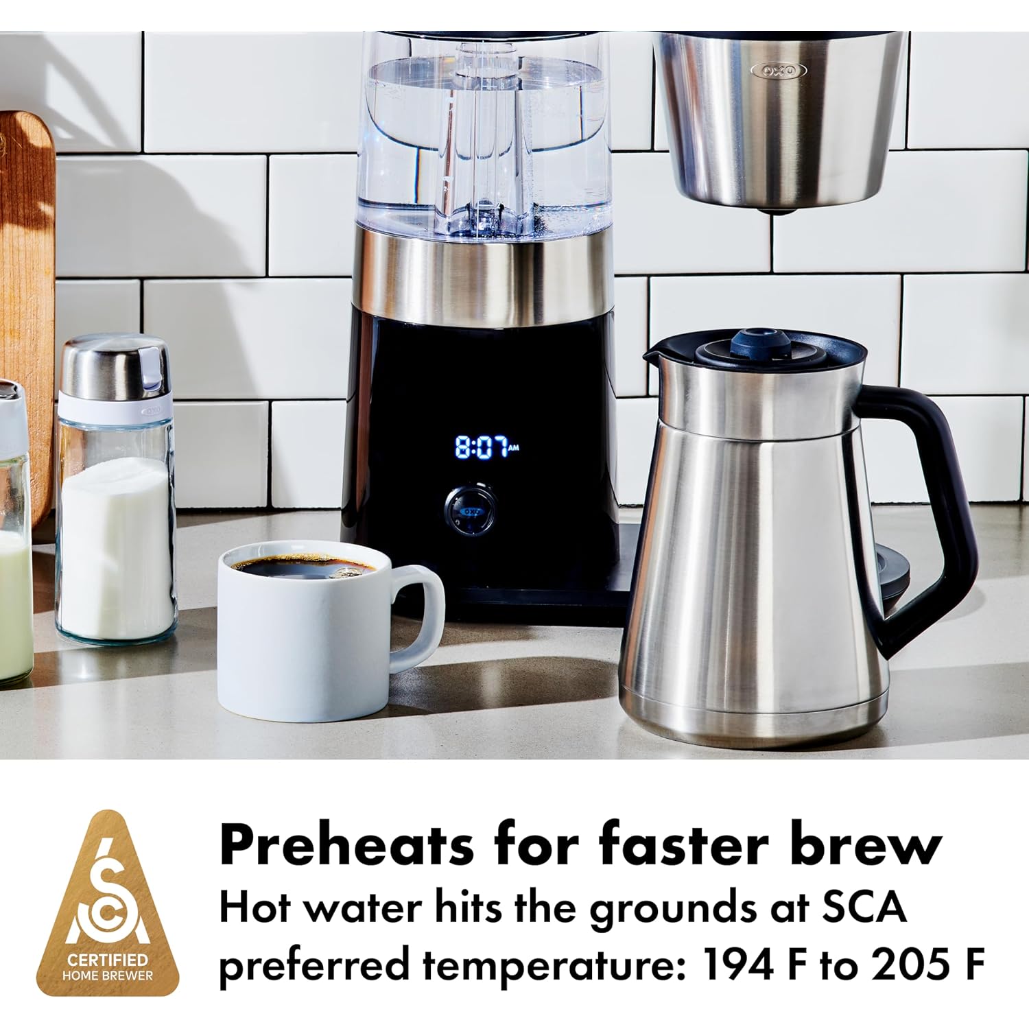 Oxo Brew 9-Cup Drip Coffee Maker – Programmable Coffee Machine | Stainless Steel, Single Serve Or Full Carafe Option, Sca Certified Home Brewer, Temperature Controlled, Rainmaker Shower Head