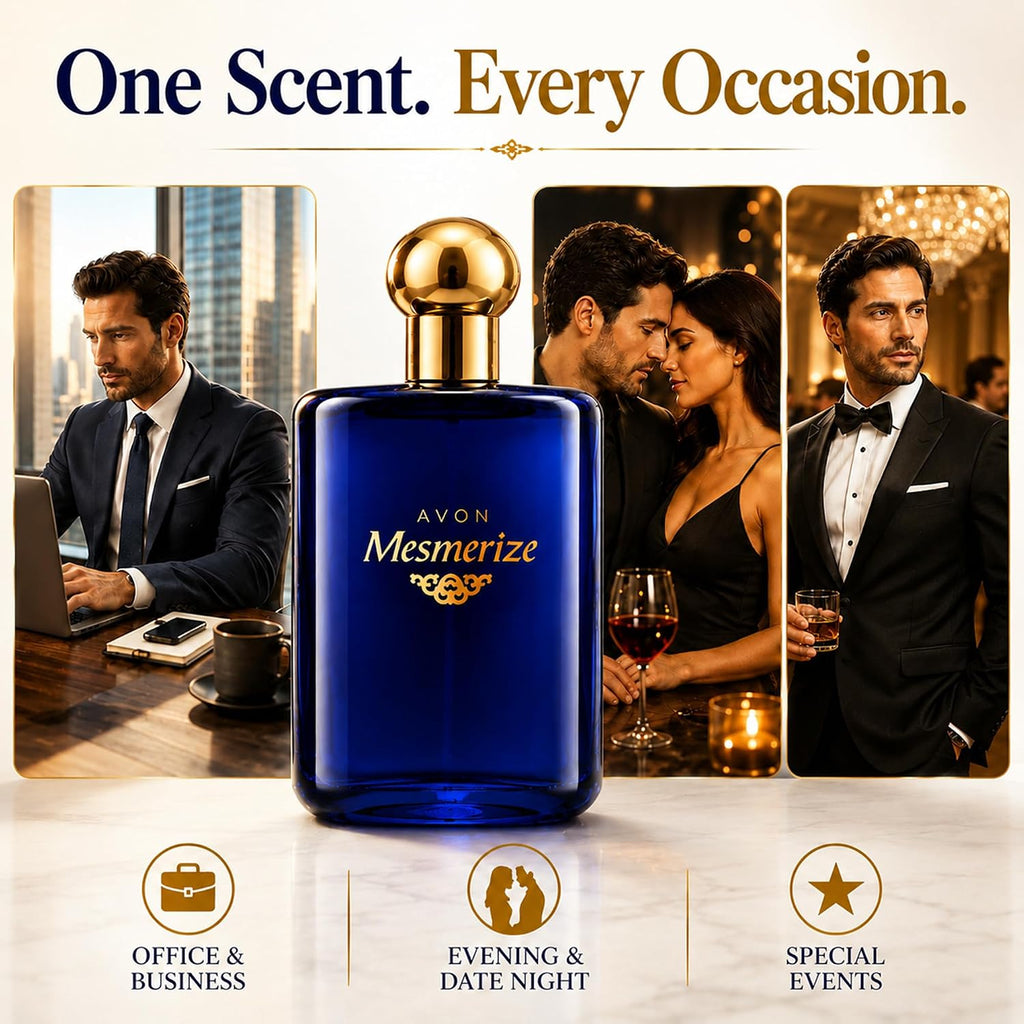 Avon Mesmerize Cologne Spray — Long-Lasting Cologne For Men With Sandalwood & Warm Amber — Classic Signature Mens Cologne, Perfume For Men, Everyday Wear & Gifting, 3.4 Fl Oz Travel Size