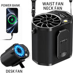Waist Fan With Clip On: Portable 4-Speed Enlarged Fan-Blades Personal Belt Fan With Led Light 6-11H Of Working Time Hands-Free Neck Fan