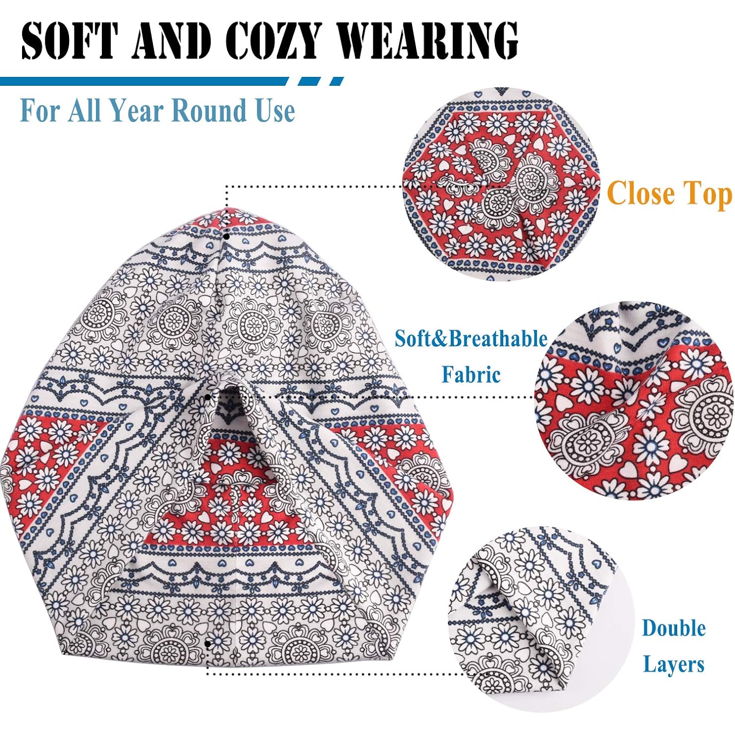 Cotton Slouchy Beanie Hip-Hop Soft Lightweight Running Beanie Adult Skull Hats Cap for Men Women Multicolor1-4pk