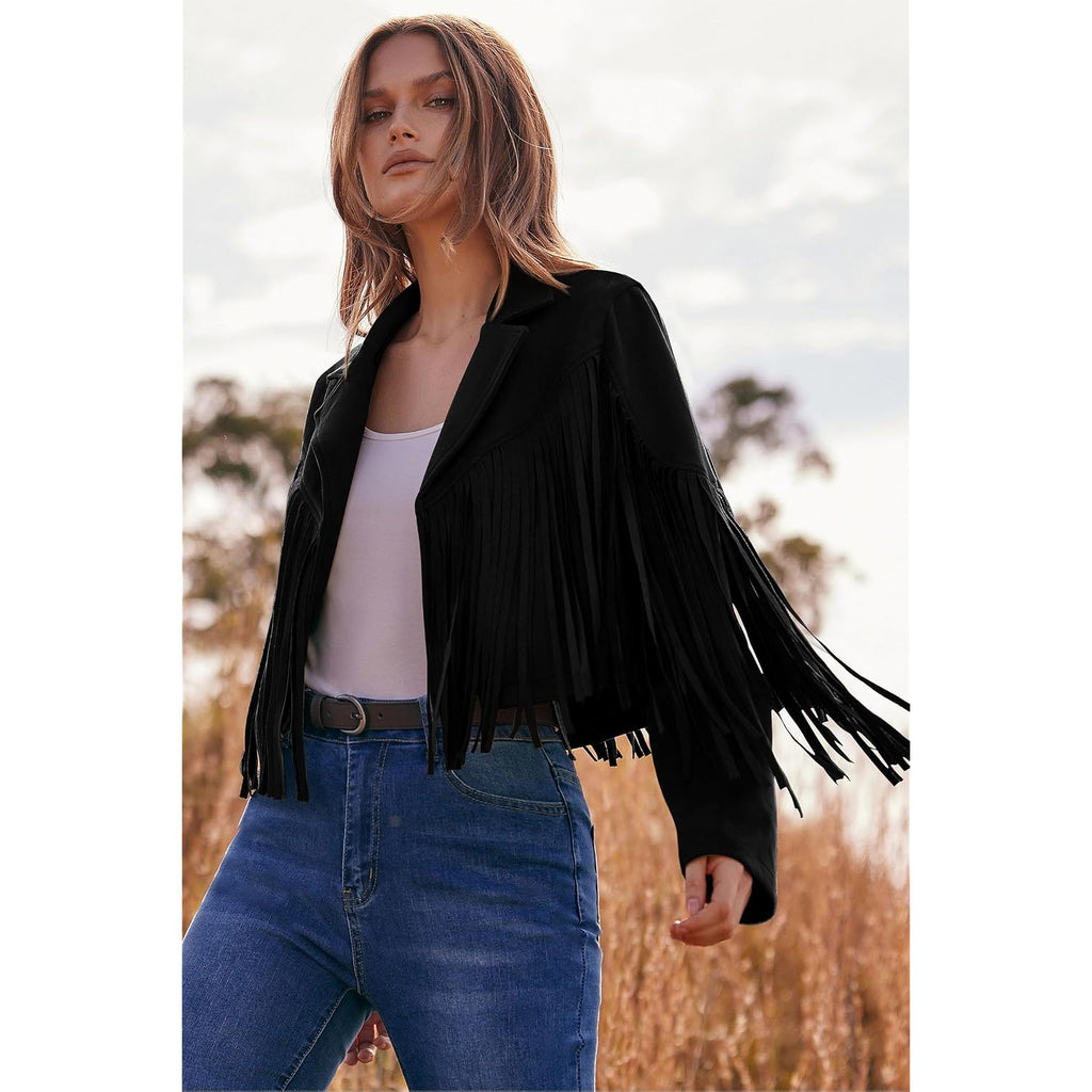 Prettygarden Women'S Fringe Faux Suede Leather Jackets Fall Fashion 2026 Tassel Motorcycle Cropped Coats
