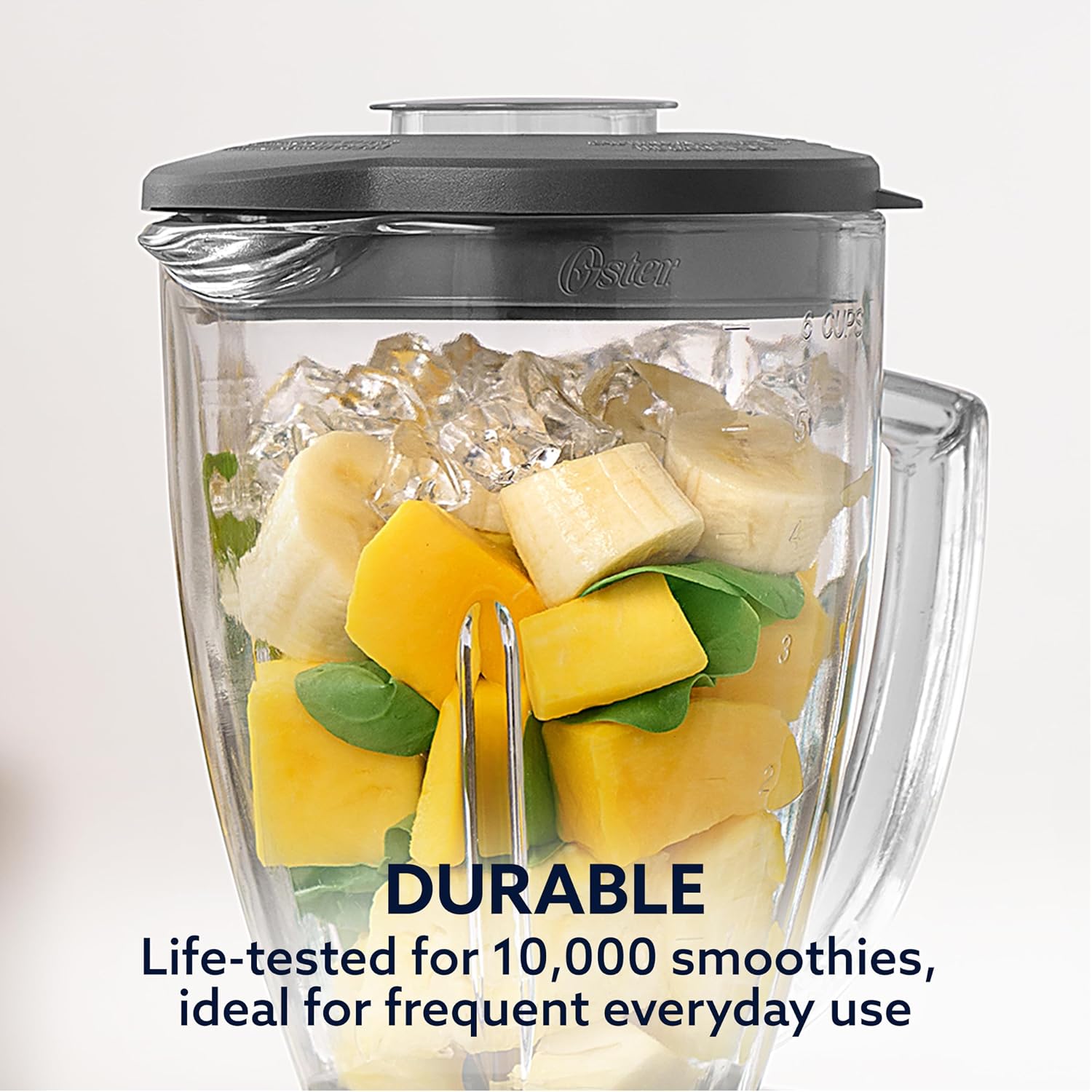 Oster Classic Series 16-Speed Blender With Food Chopper & 6-Cup Glass Jar, Countertop Kitchen Blender, Brushed Nickel