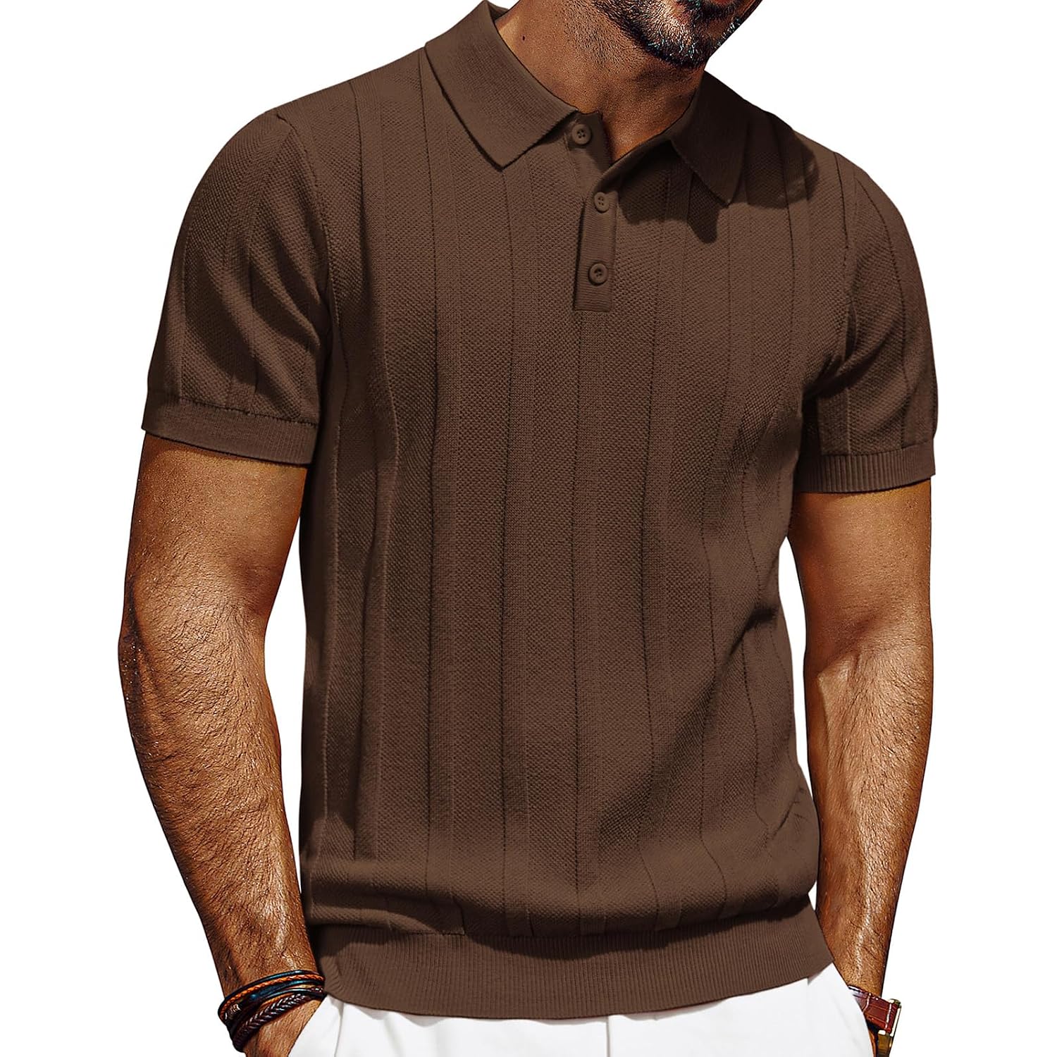 Pj Paul Jones Mens Polo Shirts Short Sleeve Textured Knit Polo Shirt Ribbed Casual Golf Shirts