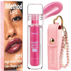 iMethod pH Plumping Lip Gloss - Color Changing Lip Oil with 24H Hydration, High-Shine Long Lasting Lip Tint, Lightweight Non-Sticky, with Lip Gloss Keychain Holder, 055 pH Rose