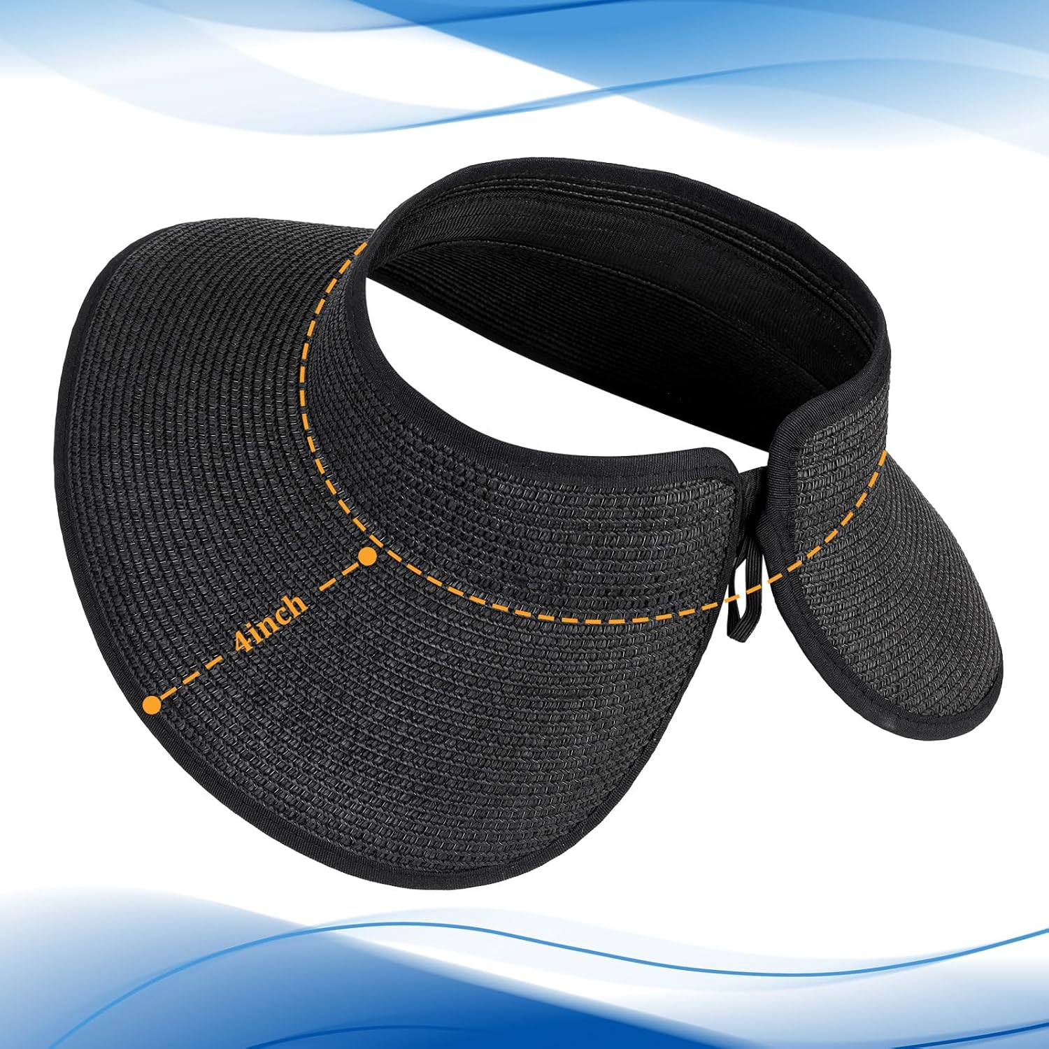 Sun Visor Hats for Women, Summer Packable Straw Beach Hat UV Protection 2025, Women's Ponytail Hat, Foldable Travel