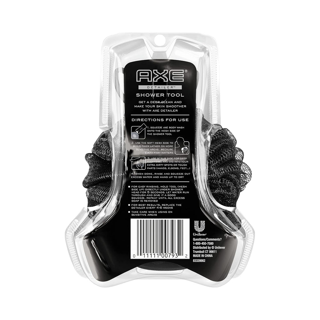 Axe Modern Shower Tool Skin Cleanser For Smoother Skin Detailer Exfoliates And Gently Cleanses One Size 3 Count, Black